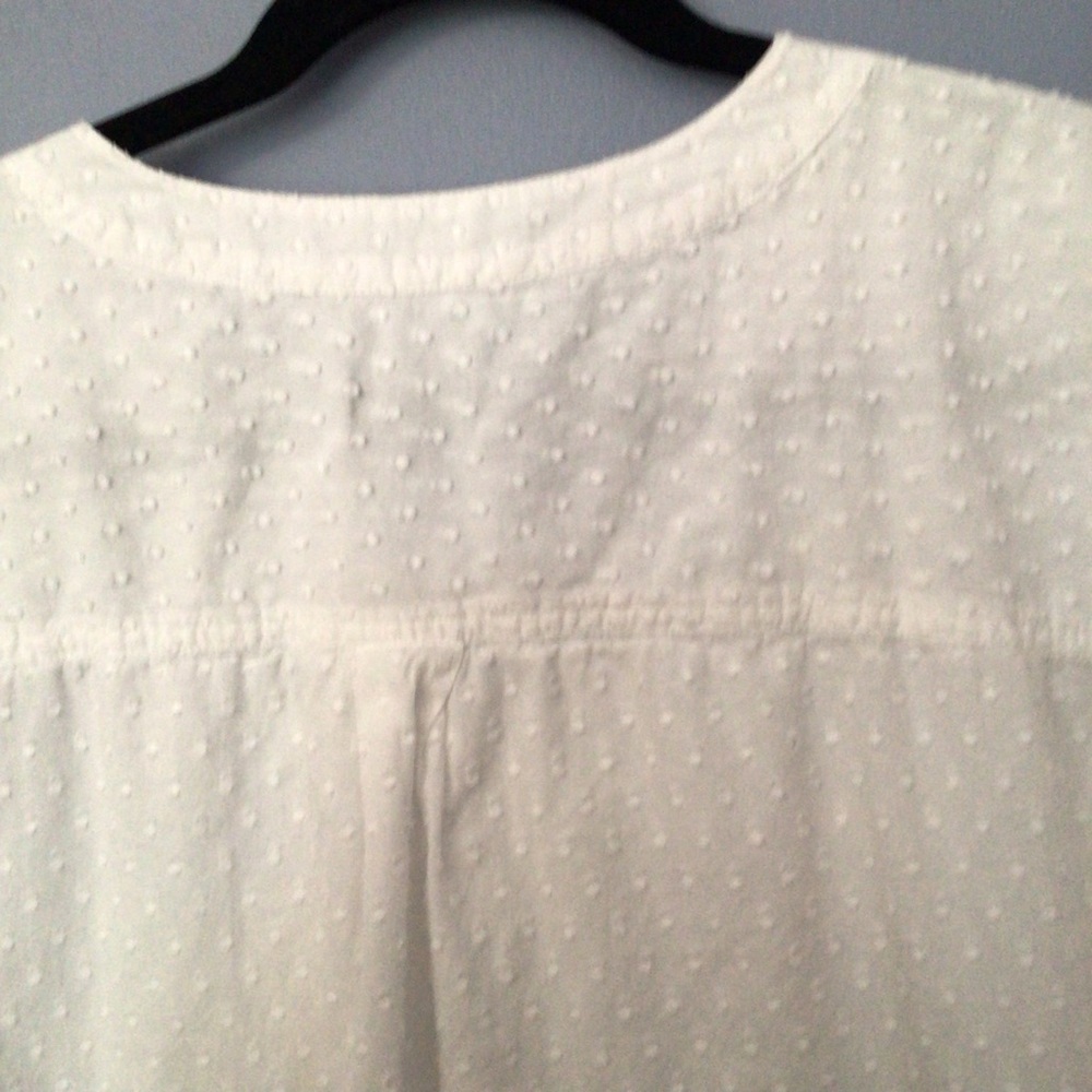 Talbots White Textured Lace-Up Blouse Size 3X roll up sleeve - Picture 8 of 10